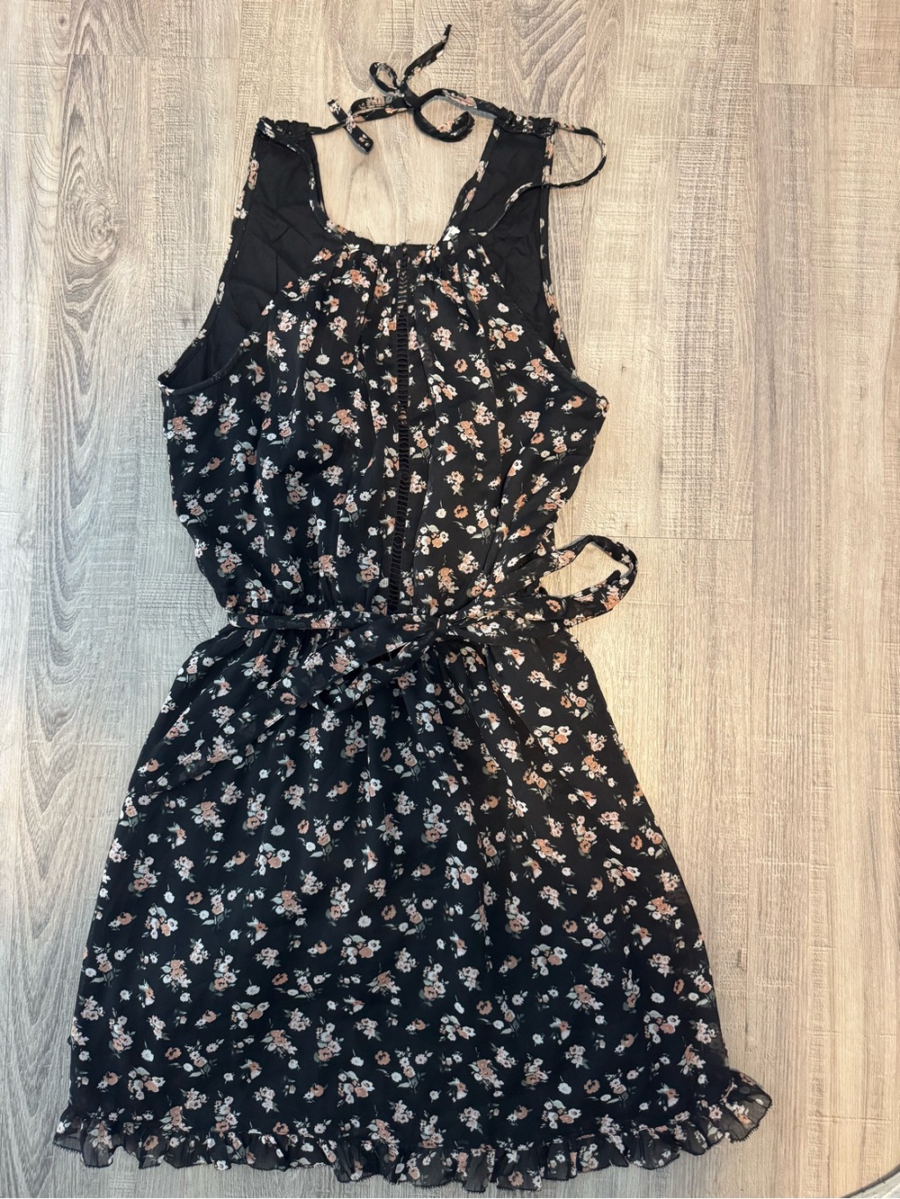 Abercrombie & Fitch Black Floral Halter One-Piece